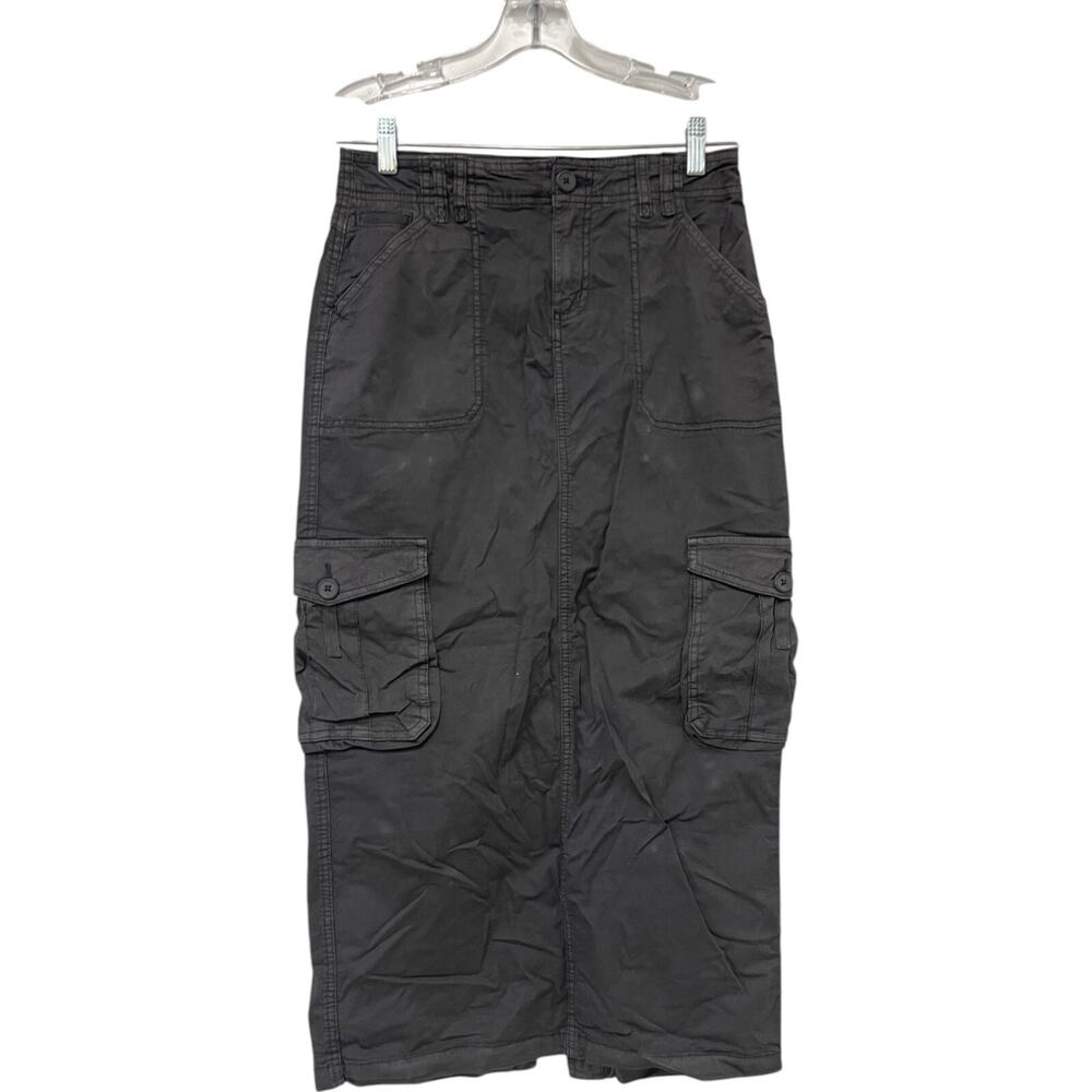 Garage Straight Pencil Midi Skirt Womens XS Black Cargo Pocket High Waist